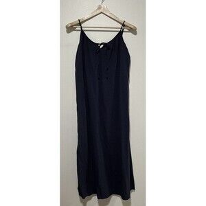 Old Navy Cami Midi Maxi Dress Size Large Navy Side Slit Beach Coastal Summer